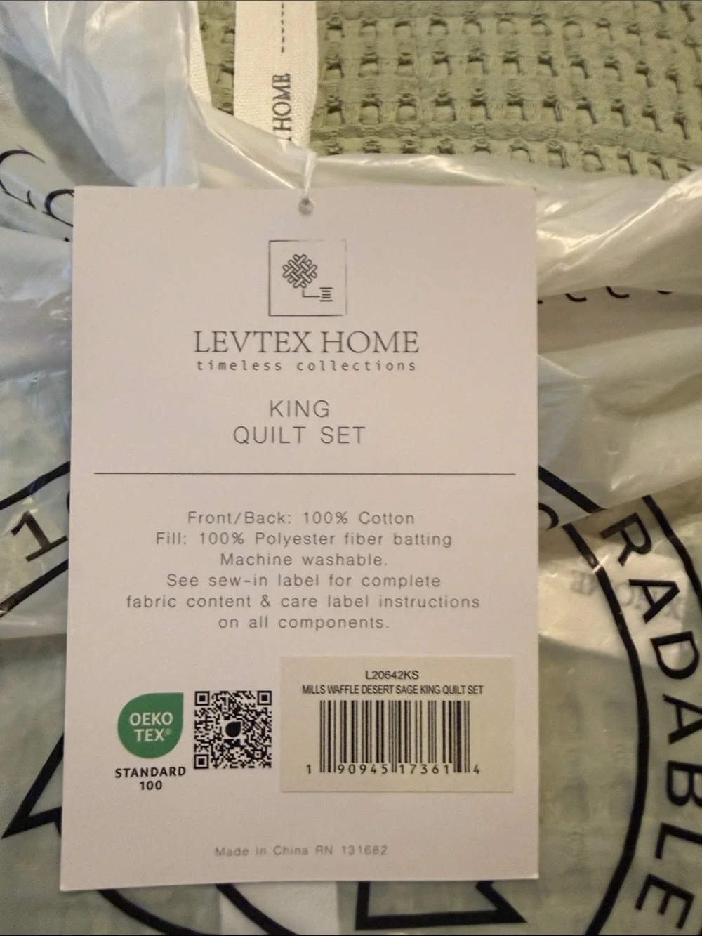 Levtex Sage Green Waffle Quilt Set